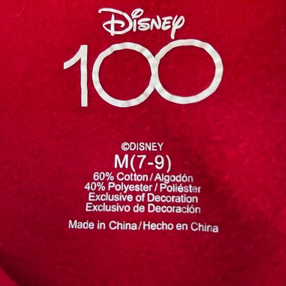 Disney 100 Anniversary “WONDER” Boxy Red Embroidered Sweatshirt Size M (7-9) EUC - Picture 5 of 7